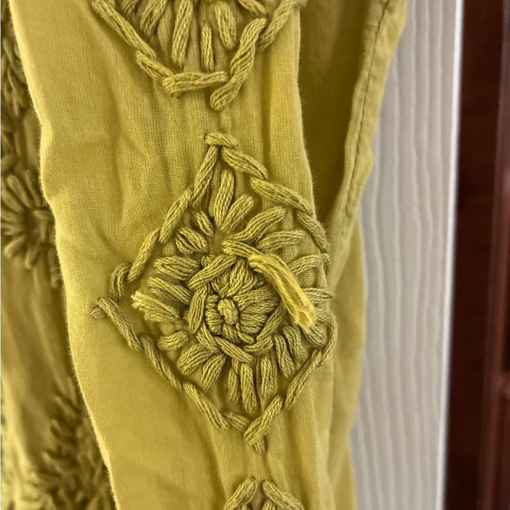 Kyla Seo Heavily Embroidered Olive Green Women's USA Handmade Top SZ S - Picture 9 of 9